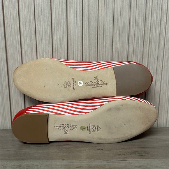 Brooks Brothers Red & White Striped Leather Ballet Flats Women’s Size 9.5 - Picture 5 of 9